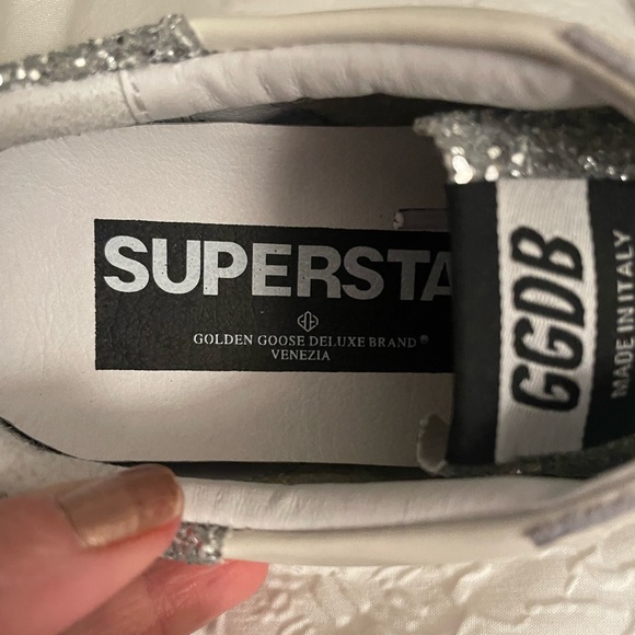 Golden Goose Silver and White Distressed Sneakers - Picture 4 of 6